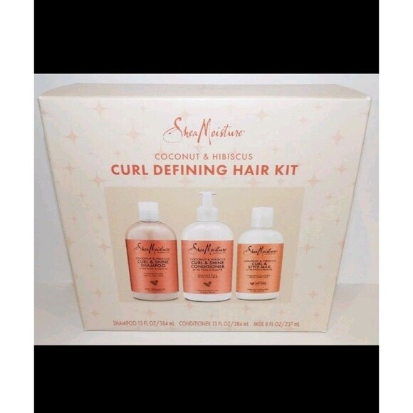 NEW IN BOX SHEA MOISTURE COCONUT & HIBISCUS 3-PIECE CURL DEFINING HAIR KIT - Picture 1 of 7